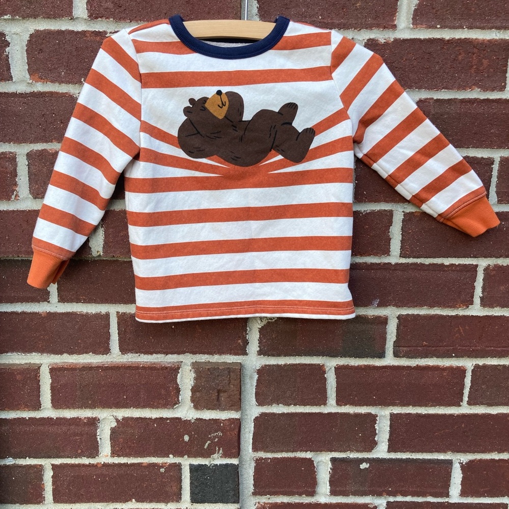 Old Navy Orange and White Striped Bear Shirt Sweater size 4T (kk)